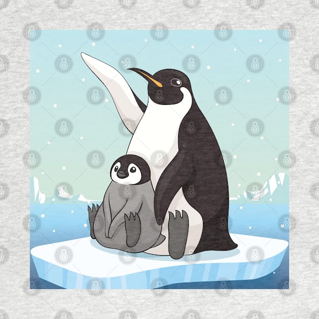 Family of penguins in cartoon style. Penguin character design. vector illustration by tomodaging